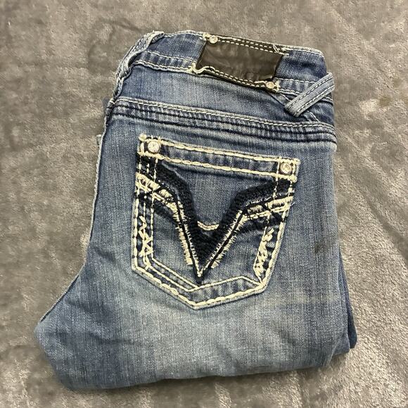 Vigoss Jeans Women’s 27 Blue The Chelsea Bootcut Denim Pants Bikercore Cowboy - Picture 1 of 13